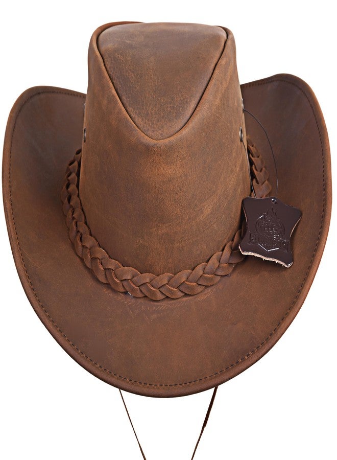 Strength Zones Leather Cowboy hat for Men & Women Durable Handcrafted Lightweight Shapeable Western Hats for Men (US, Alpha, X-Large, Reddish) - Image 2
