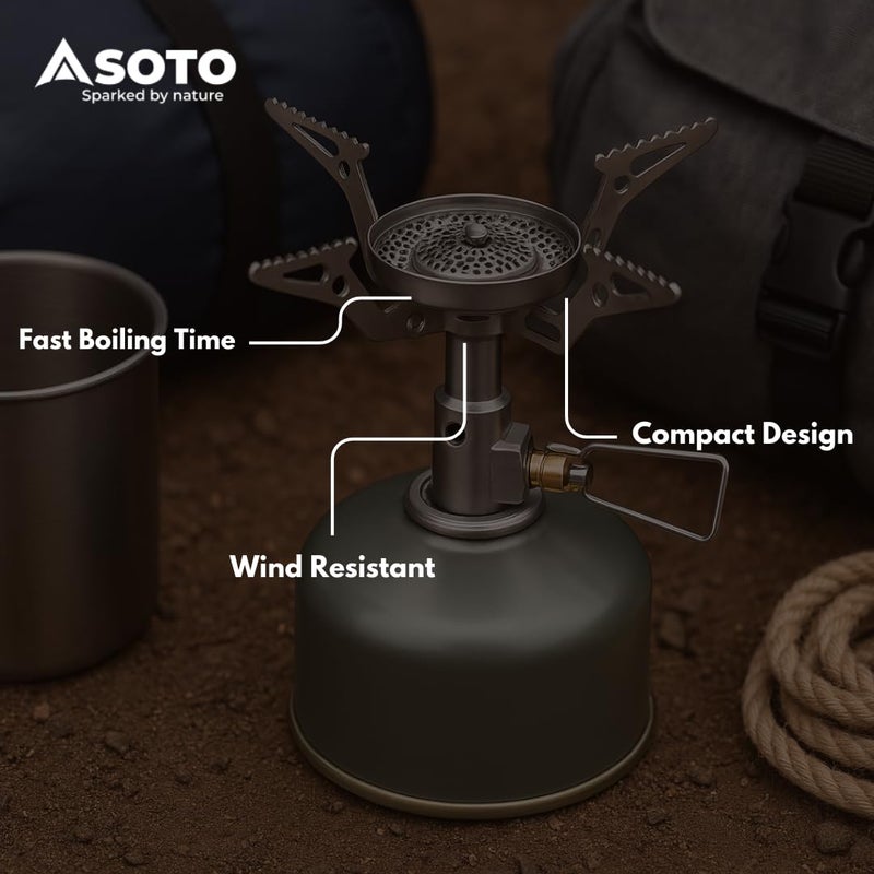 SOTO Amicus Camping Stove with or without Igniter - Superior Under Windy Conditions, Shock Resistant, and Low-cost With High-end Performance Portable Backpacking Stove - Image 4