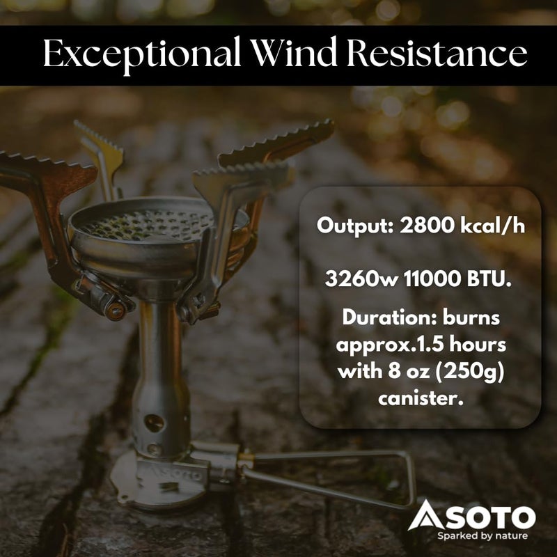 SOTO Amicus Camping Stove with or without Igniter - Superior Under Windy Conditions, Shock Resistant, and Low-cost With High-end Performance Portable Backpacking Stove - Image 5