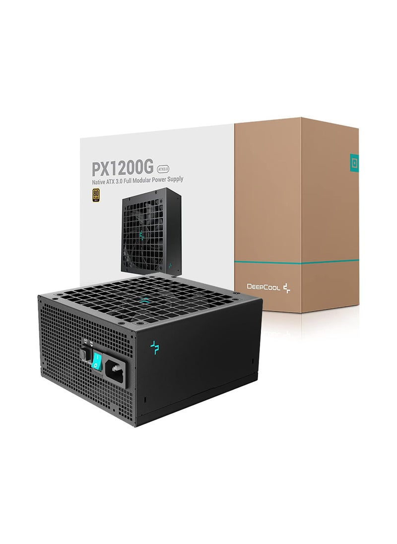 DEEPCOOL PX1200G ATX12V V3.0 Power Supply, 1200 Watts, 80 Plus Gold, Active PFC + Half Bridge SRC LLC + DC to DC, 135mm Fan Size, FDB Fan Bearing, Black | R-PXC00G-FC0B-UK  - Image 1