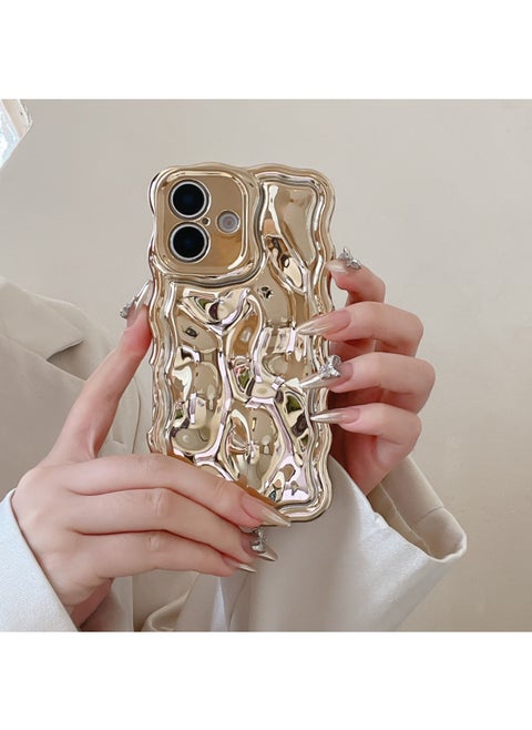 Ins Niche Water Ripple For IPhone15pro Max Mobile Phone Case Apple 16 14/13 Advanced Sense-Color:Xym Wave Meteorite Electroplated Gold-Applicable Models:16pro Max (without Packaging)