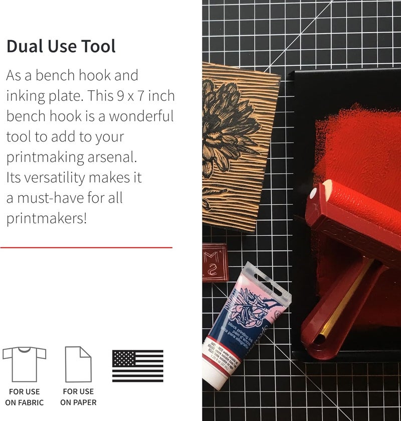 Speedball 9 x 7 Inch Bench Hook and Inking Plate for Block Printing and Linocut - Image 2