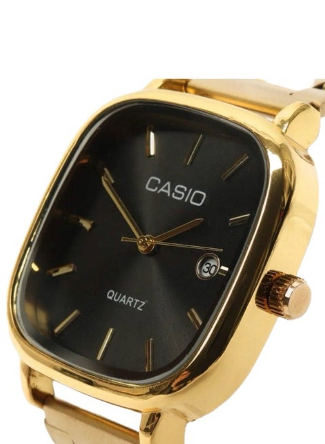 كاسيو ساعة كاسيو كوارتز ذهبية اللون بميناء سوداء - Image 2