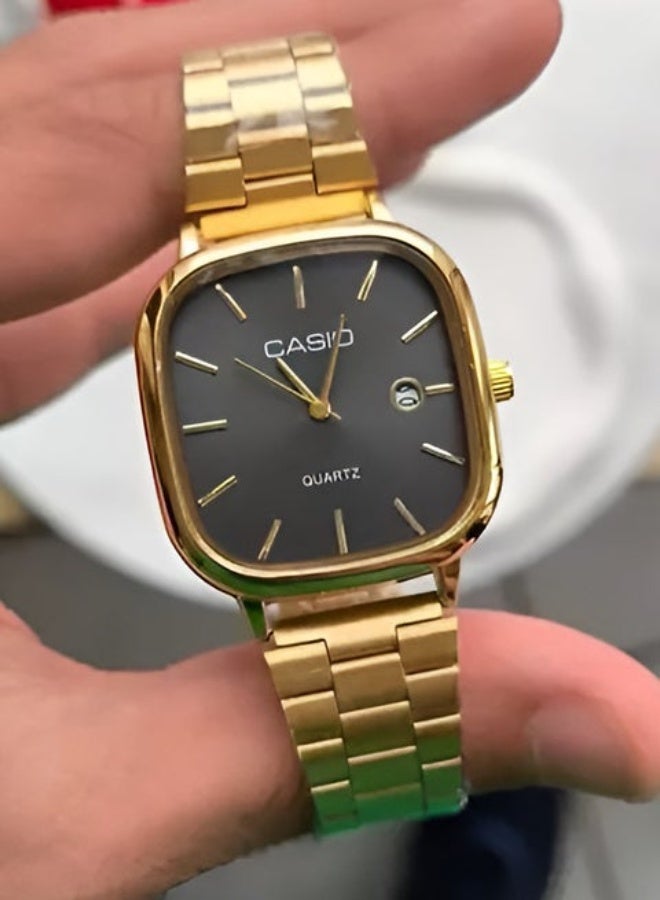 كاسيو ساعة كاسيو كوارتز ذهبية اللون بميناء سوداء - Image 4