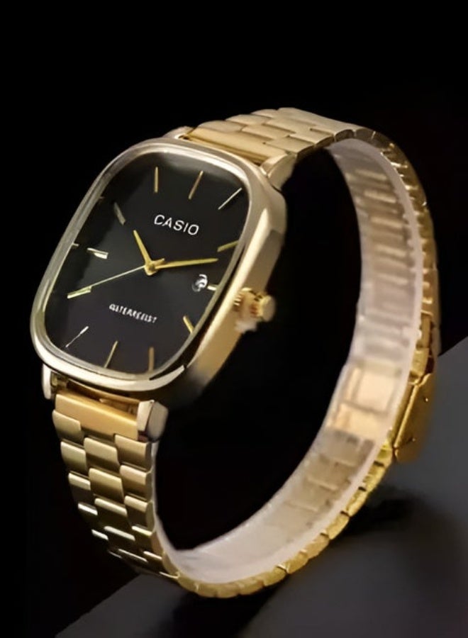 كاسيو ساعة كاسيو كوارتز ذهبية اللون بميناء سوداء - Image 3