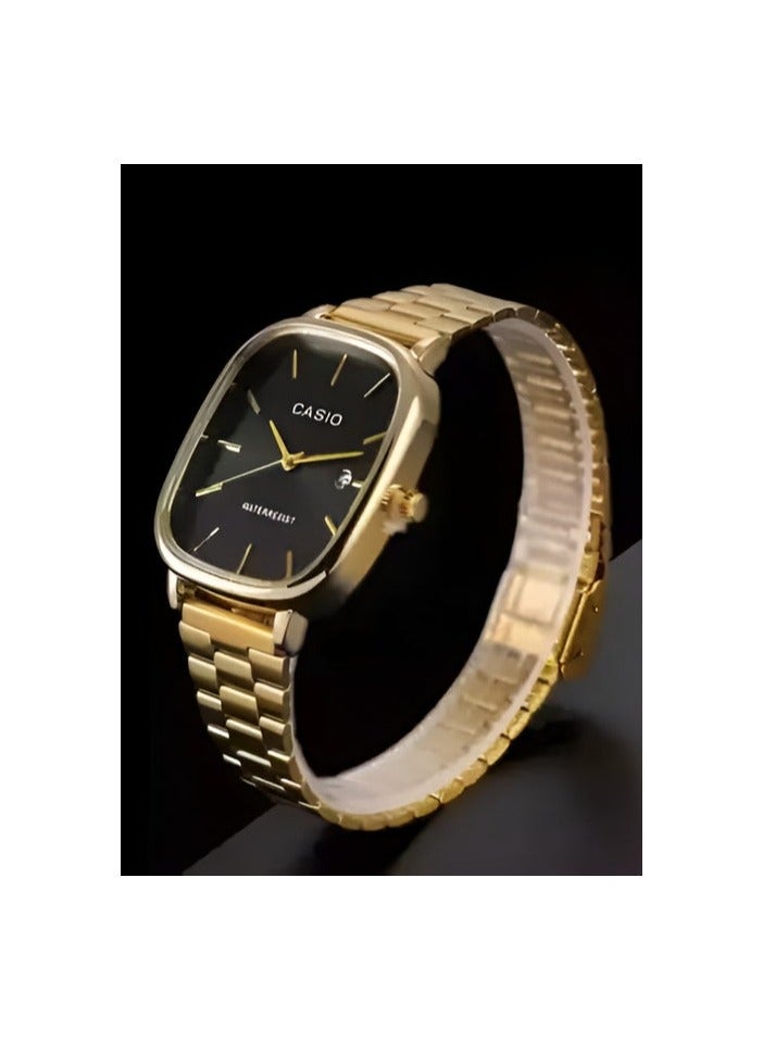 كاسيو ساعة كاسيو كوارتز ذهبية اللون بميناء سوداء - Image 5