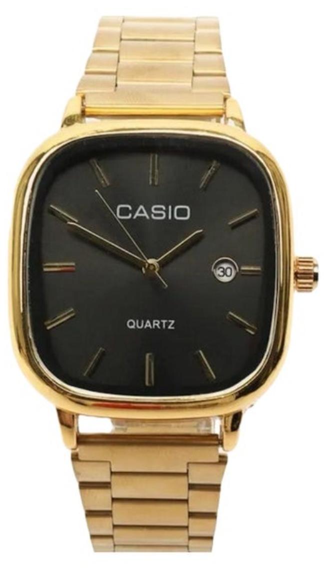 كاسيو ساعة كاسيو كوارتز ذهبية اللون بميناء سوداء - Image 1