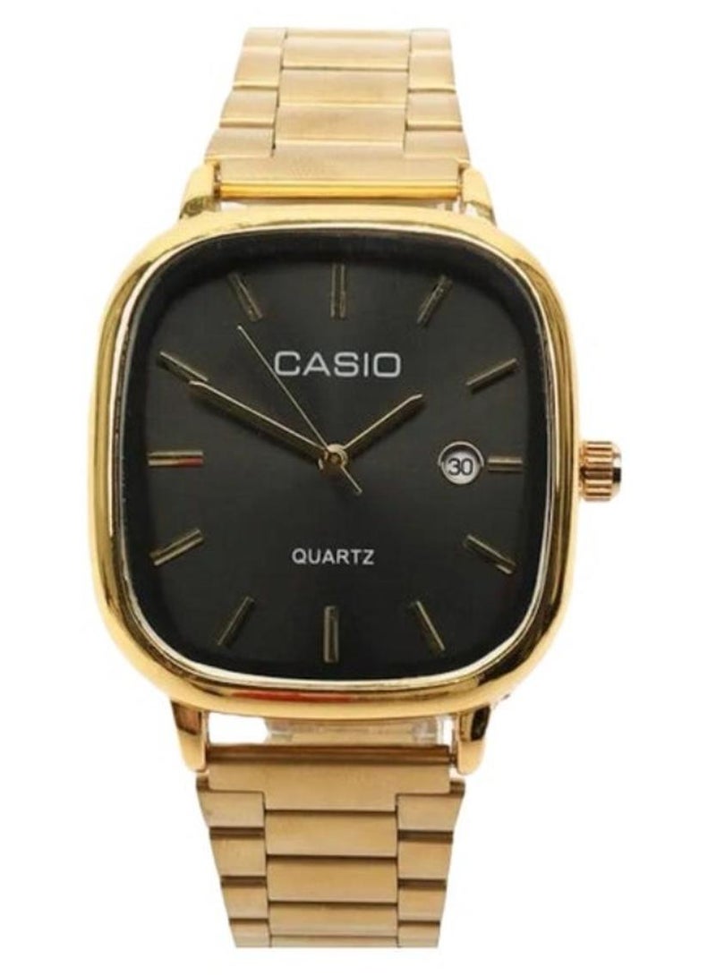 كاسيو ساعة كاسيو كوارتز ذهبية اللون بميناء سوداء - Image 1