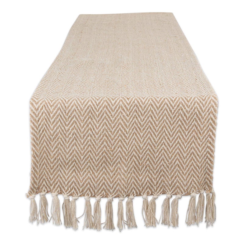 DII Woven Basic Tabletop Collection Chevron Table Runner 15x72 Stone