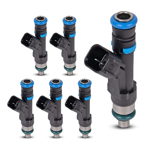 EKLN Fuel Injectors Set of 6 Compatible with Jeep Grand CherokeeLibertyCommanderDodge DakotaDurangoNitroRam 1500 Mitsubishi Raider 37L V6 Replaces 0280158020 53032701AA FJ474 - Image 1