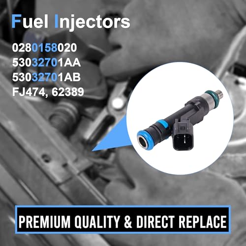 EKLN Fuel Injectors Set of 6 Compatible with Jeep Grand CherokeeLibertyCommanderDodge DakotaDurangoNitroRam 1500 Mitsubishi Raider 37L V6 Replaces 0280158020 53032701AA FJ474 - Image 3