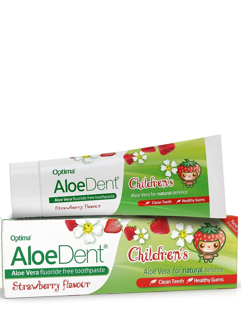 Aloe Dent - Aloe Vera Fluoride Free Toothpaste Strawberry Flavor for Children Clean Teeth Healthy Gum toothpaste 50ml - Image 1