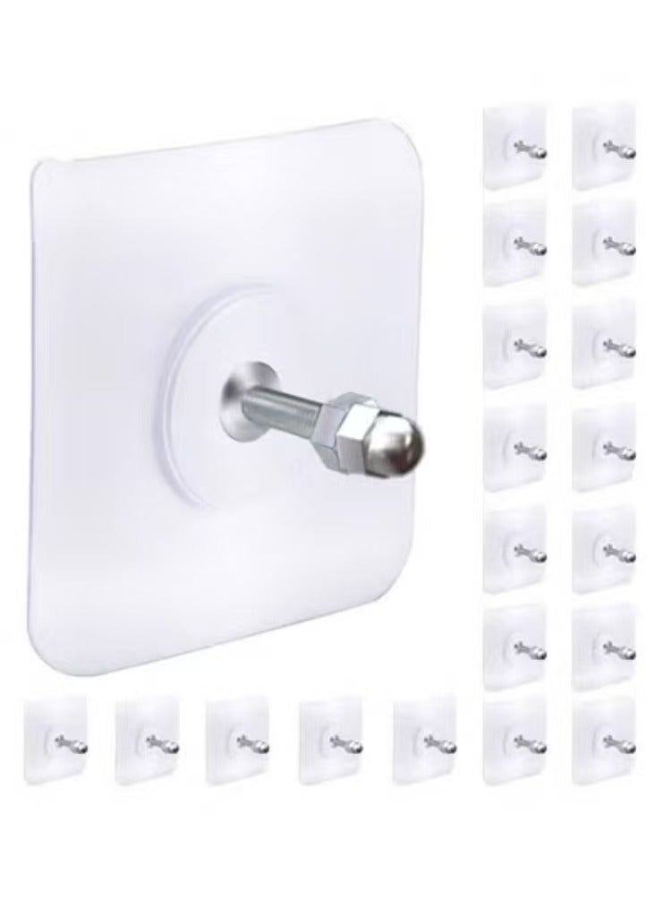 كابتن تيك خطافات لاصقة شديدة التحمل - خطافات تثبيت على الحائط بدون مسامير، مقاومة للماء والصدأ، قطر 16 مم، عبوة من 20 قطعة ل الأرفف/الأدوات - Image 1