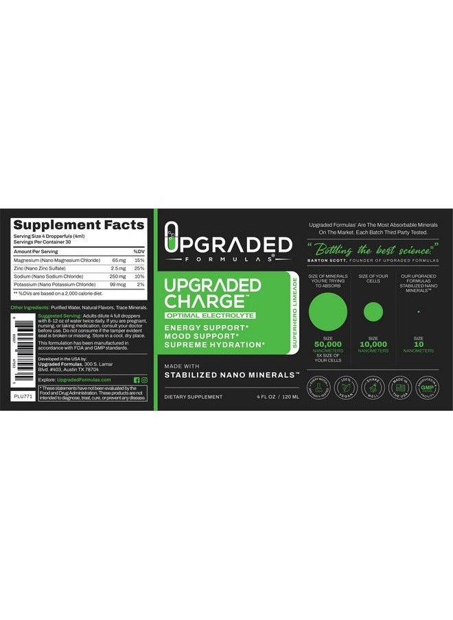 Upgraded Formulas - Upgraded Charge Optimal Electrolyte Blend With Liquid Nano Minerals Dietary Supplement 4 Fluid Ounces - Image 1