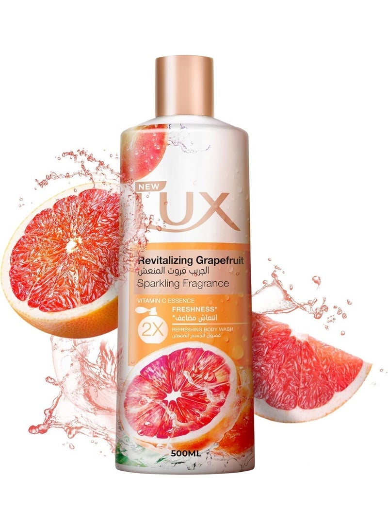 Lux Refreshing Body Wash, With Grapefruit Scent, Vitamin C Extract And Double Freshness, 500ml + Loofah - Image 4