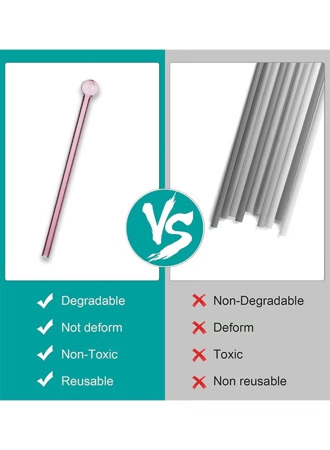 هومستر مجموعة القش الزجاجية 2 قطعة - 1 x القش ، 1 x الفرشاة ، صحية وصديقة للبيئة ، مناسبة للشرب اليومي ، الخبز المقاوم ، العصير - Image 4