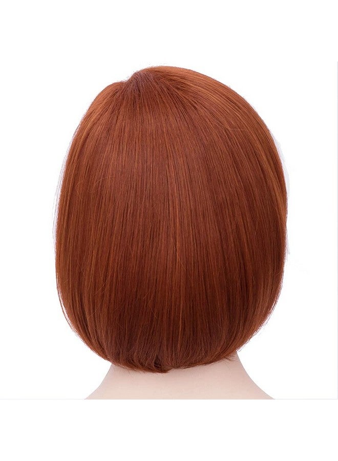 RightOn Orange Wig Short Straight Bob Wig Dark Orange Wig for Cosplay Party Wig Cap and Eye Mask Included - Image 4