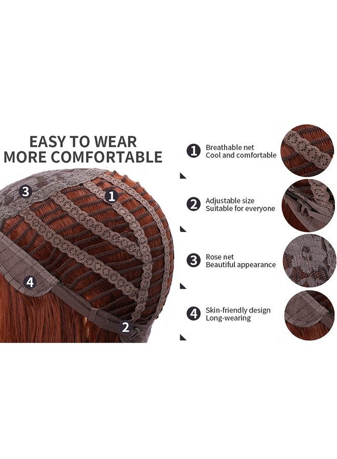 RightOn Orange Wig Short Straight Bob Wig Dark Orange Wig for Cosplay Party Wig Cap and Eye Mask Included - Image 5