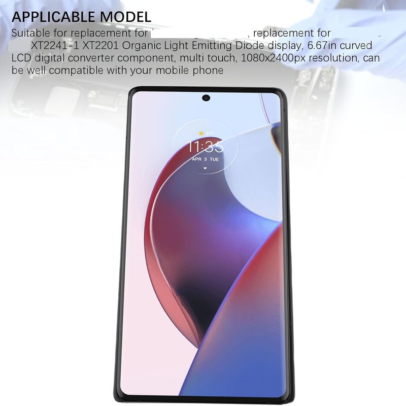 LCD Screen Replacement for Moto Edge 30 Ultra, 6.67in Curved Touch Screen Digitizer Assembly with Disassembly Tool, LCD Display 3D Touch Digitizer Assembly - Image 4
