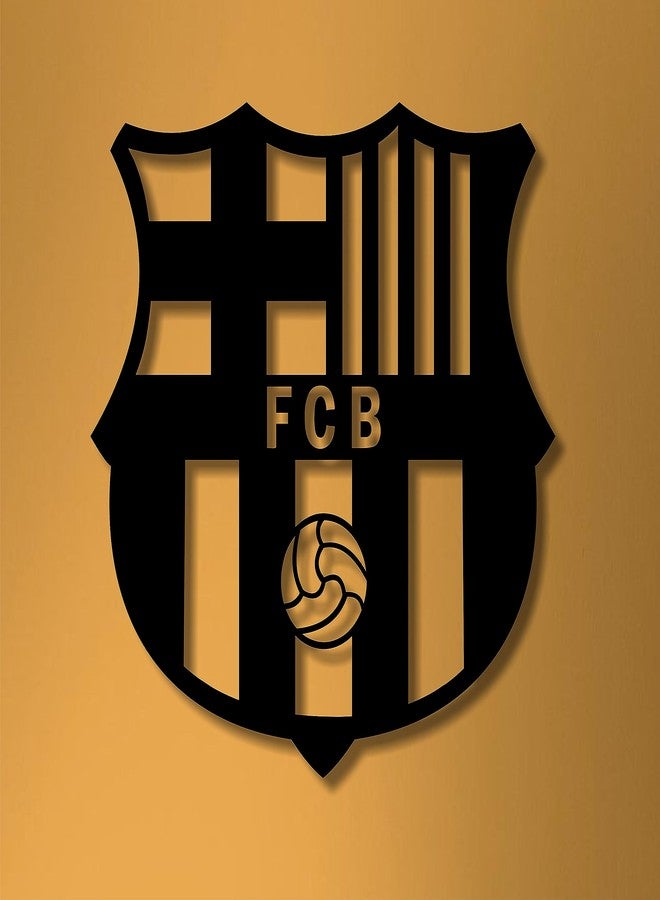 AD INFINITUM® Football Club Logo Wooden plaque | Hanging Wall Art Decor for Living Room Bedroom Kitchen Office | Aesthetic Gift for Football Fan (FC Barcelona, Black (Single Layer)) - Image 1