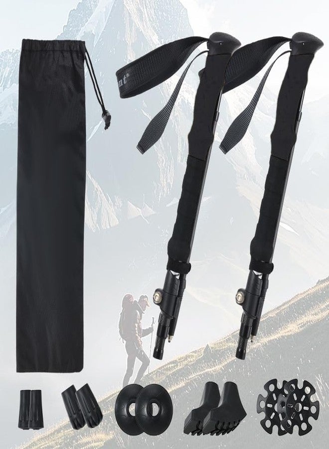 IJEUH Carbon Fiber Hiking Poles 2pcs, Collapsible Nordic Trekking Poles,Cork Handle Ultralight Folding Walking Sticks, Hiking Sticks, Lightweight Foldable Trekking Walking Sticks for Seniors Women Men - Image 1