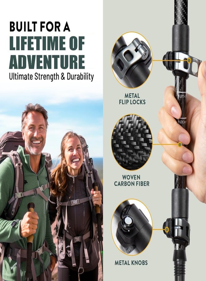 IJEUH Carbon Fiber Hiking Poles 2pcs, Collapsible Nordic Trekking Poles,Cork Handle Ultralight Folding Walking Sticks, Hiking Sticks, Lightweight Foldable Trekking Walking Sticks for Seniors Women Men - Image 3