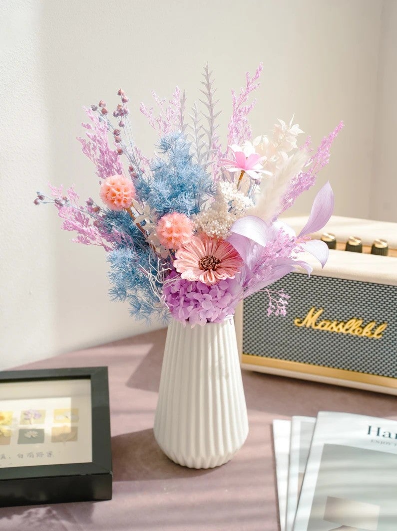 Bluejw Preserved Fern Pine and Rose Bouquet with Dried Berries & Oats – Aesthetic Dried Plants Arrangement for Home Decor, Valentine’s Day Gift, Long-Lasting Natural Floral Display - Image 1