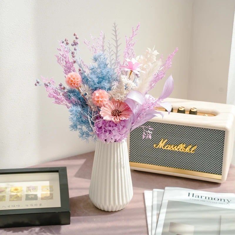 Bluejw Preserved Fern Pine and Rose Bouquet with Dried Berries & Oats – Aesthetic Dried Plants Arrangement for Home Decor, Valentine’s Day Gift, Long-Lasting Natural Floral Display - Image 2