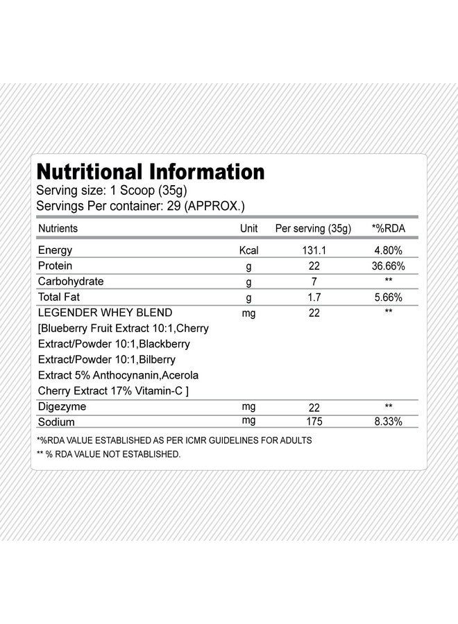 Absolute Nutrition بروتين واي "ليجيندر" من أبتسولوت نيوترشن 1 كجم (كاجو زعفران فستق) خالي من السكر - Image 3