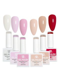 BOZLIN BOZLIN Gel Nail Polish Set, 6 Colors Nude Red Pink Gel Polish Nail Art Soak Off UV LED Gel Nail Polish Kit, Breathable Nail Polish 10ml  - Image 1