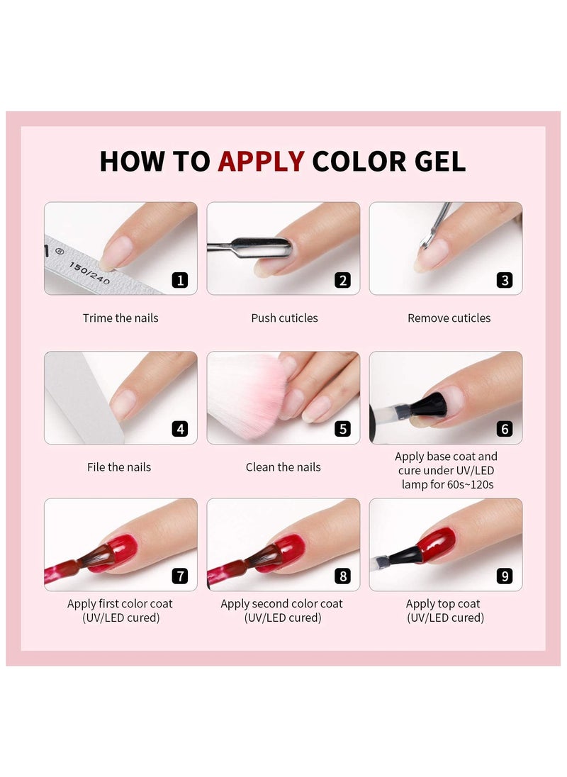 BOZLIN BOZLIN Gel Nail Polish Set, 6 Colors Nude Red Pink Gel Polish Nail Art Soak Off UV LED Gel Nail Polish Kit, Breathable Nail Polish 10ml  - Image 2