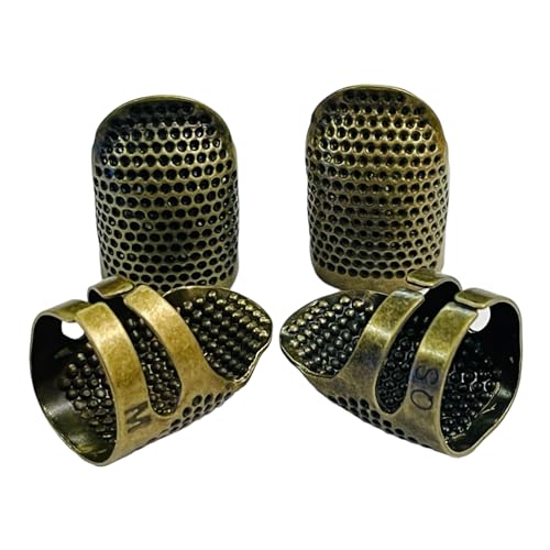 Moira Pack of 4 Adjustable Brass Finger Protector Thimble for Sewing Embroidery Needlework (Brass) - Image 1