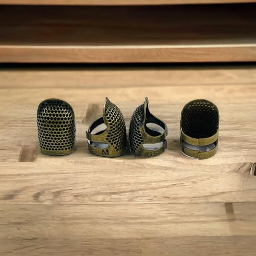 Moira Pack of 4 Adjustable Brass Finger Protector Thimble for Sewing Embroidery Needlework (Brass) - Image 3