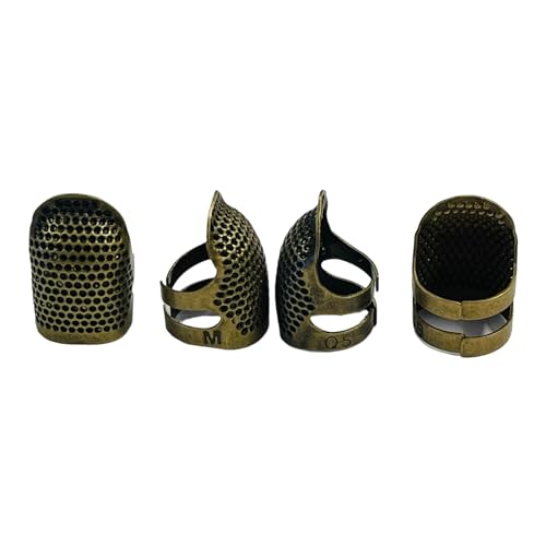 Moira Pack of 4 Adjustable Brass Finger Protector Thimble for Sewing Embroidery Needlework (Brass) - Image 5