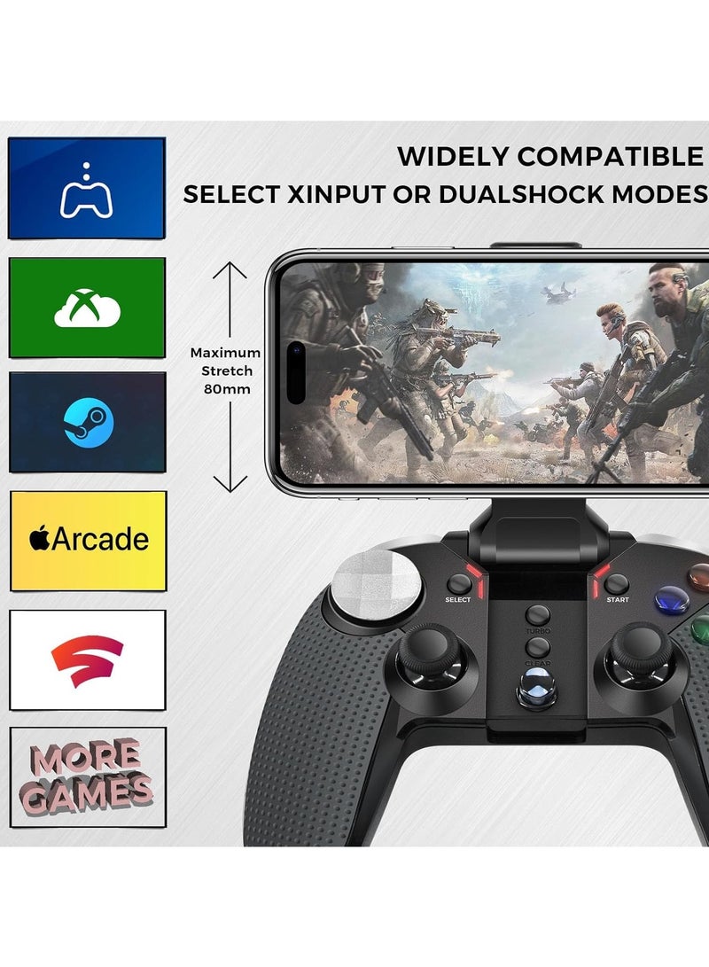 Bluetooth Mobile Game Controller for iPhone, Tablet, TV Box, with Xinput and USB Receiver, Phone Clip, Wireless Gamepad Support Android, iOS11.0-13.3.1, 6-axis, Vibration - Image 3
