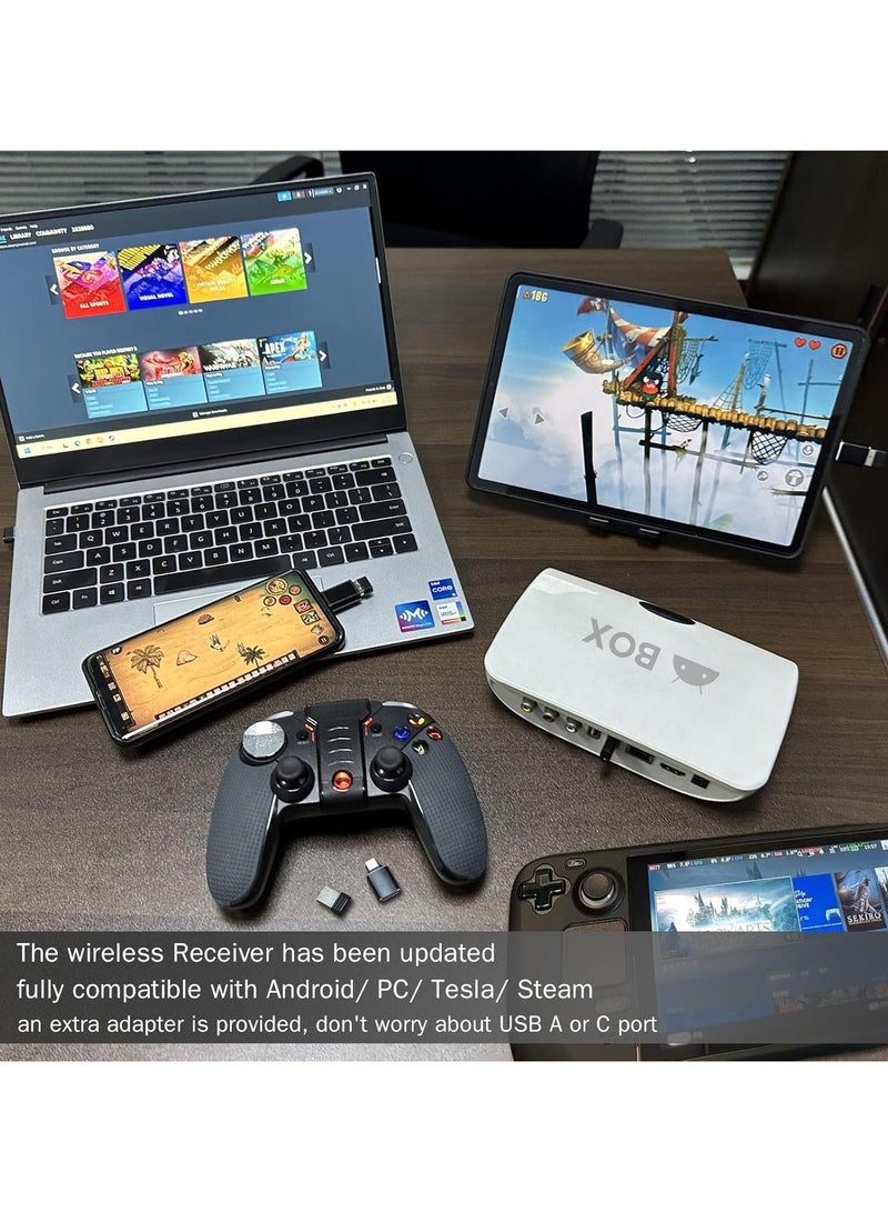 Bluetooth Mobile Game Controller for iPhone, Tablet, TV Box, with Xinput and USB Receiver, Phone Clip, Wireless Gamepad Support Android, iOS11.0-13.3.1, 6-axis, Vibration - Image 4