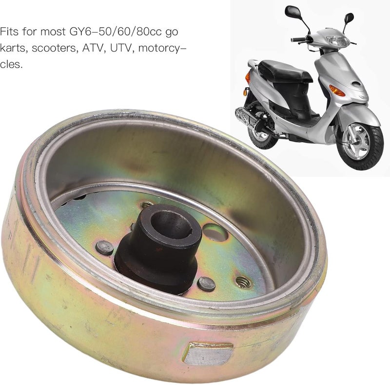 Engine Stator Flywheel Steel Alloy for GY6 50 60 80CC, Scooter Flywheel Rotor, High Strength Roller Flywheel Magneto with Easy Installation, Durable Construction for Go - Image 2