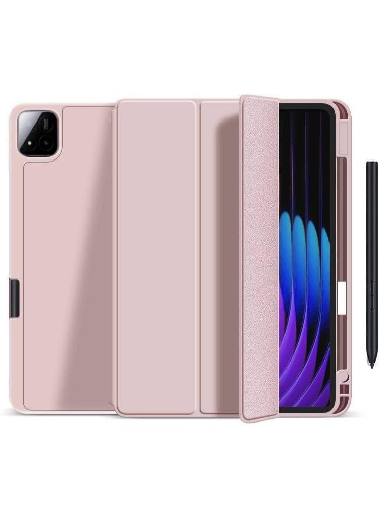 Case Compatible with Hiaomi Mi Pad 7/Mi Pad 7 Pro 11.2 inch  Stand Function, Smart Cover with Auto Sleep Wake, Protective Case in Tpu Anti-Scratch - Pink
