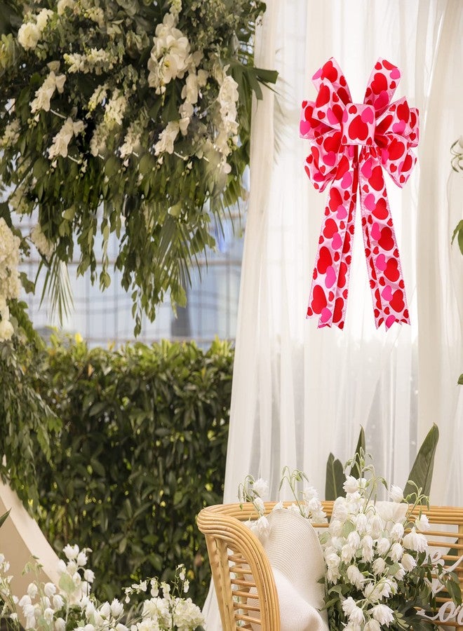 Lamantery Large Heart Printing Ribbin Bows Red Heart Wreaths Bows for Wedding Valentine's Day Window Door Wreath Decoration - Image 4