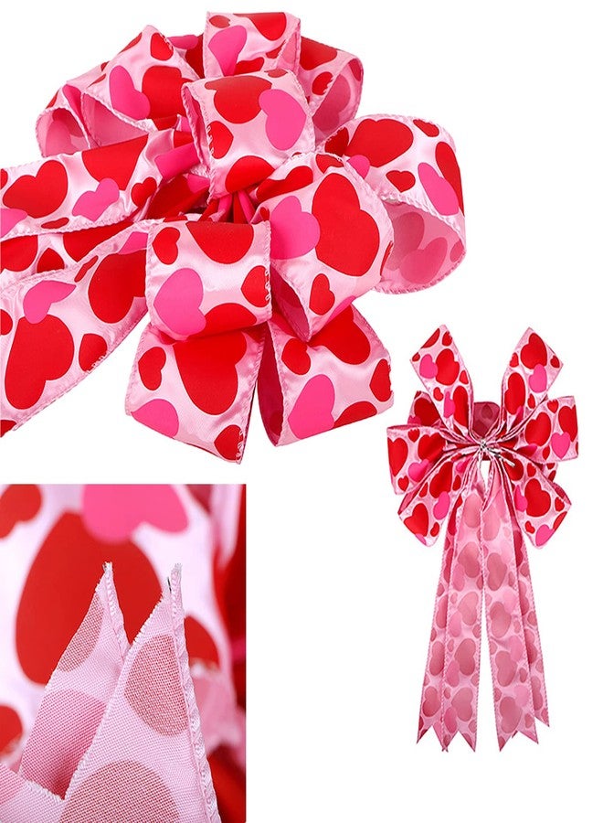 Lamantery Large Heart Printing Ribbin Bows Red Heart Wreaths Bows for Wedding Valentine's Day Window Door Wreath Decoration - Image 3