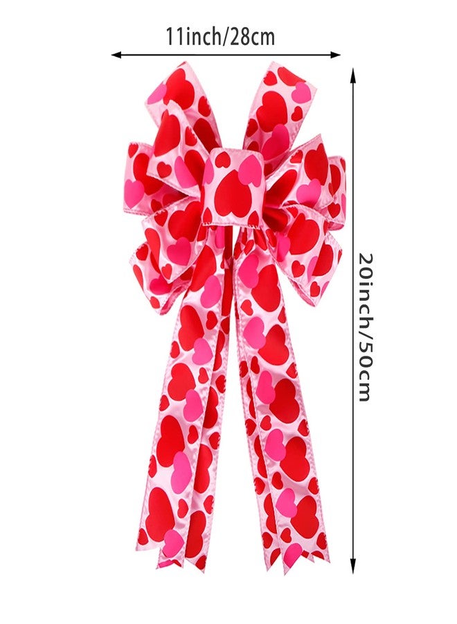 Lamantery Large Heart Printing Ribbin Bows Red Heart Wreaths Bows for Wedding Valentine's Day Window Door Wreath Decoration - Image 2