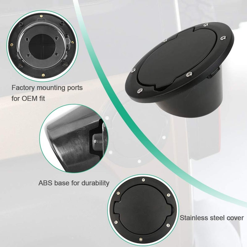 A ABIGAIL Gas Cap Cover Fuel Filler Door Cover Compatible with 2007-2018 Jeep Wrangler JK JKU Sport Rubicon Sahara Unlimited - Image 2