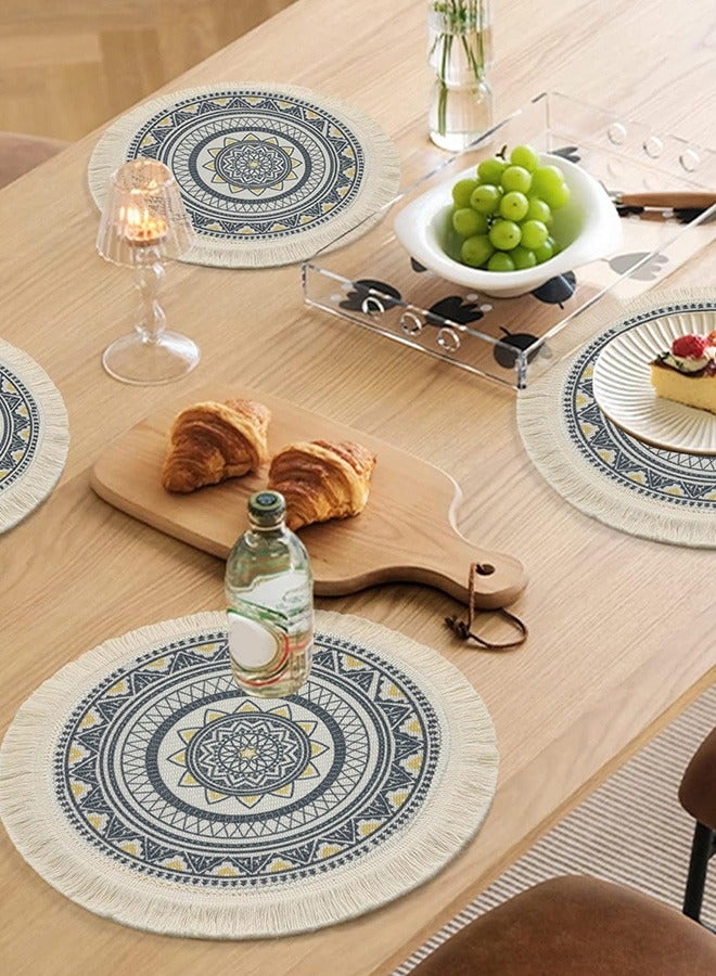 YEADMAL Table Mats Cotton Woven Tassels Heat Proof Washable Circle PlaceMat for Kitchen Dining Wedding Farmhouse Home Decoration  - Image 2