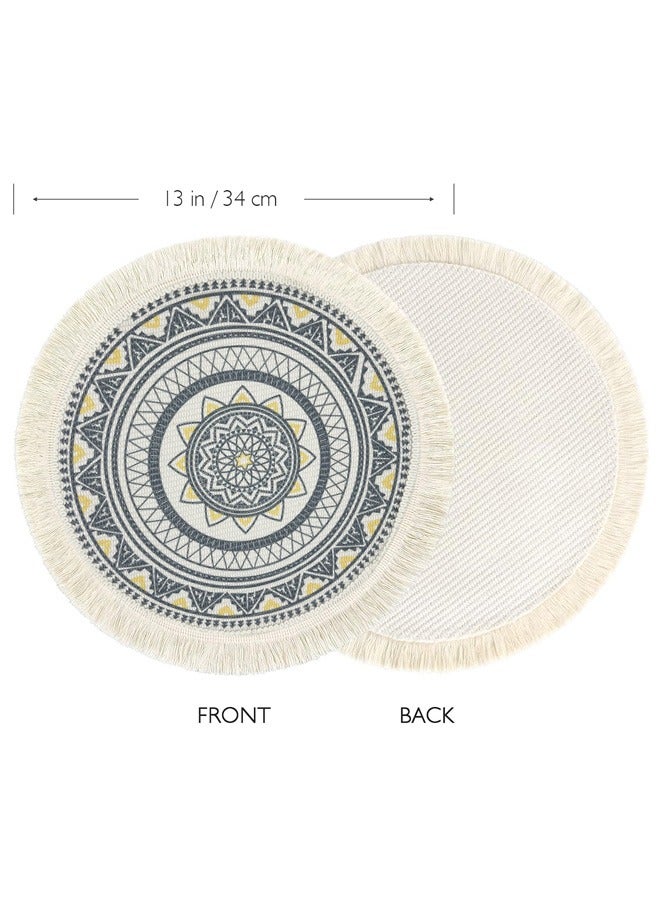 YEADMAL Table Mats Cotton Woven Tassels Heat Proof Washable Circle PlaceMat for Kitchen Dining Wedding Farmhouse Home Decoration  - Image 3