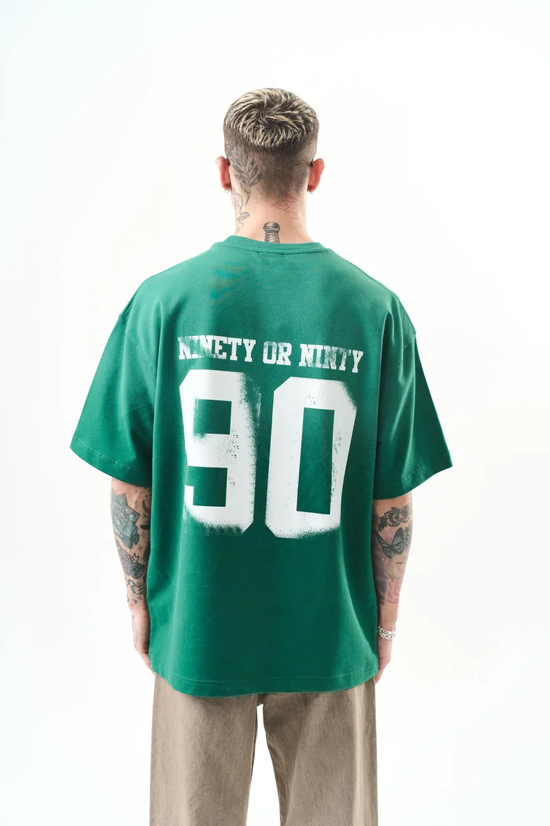 RESPIRE Men's Ninety Print Oversize T-Shirt, Olive Green (Nefti)