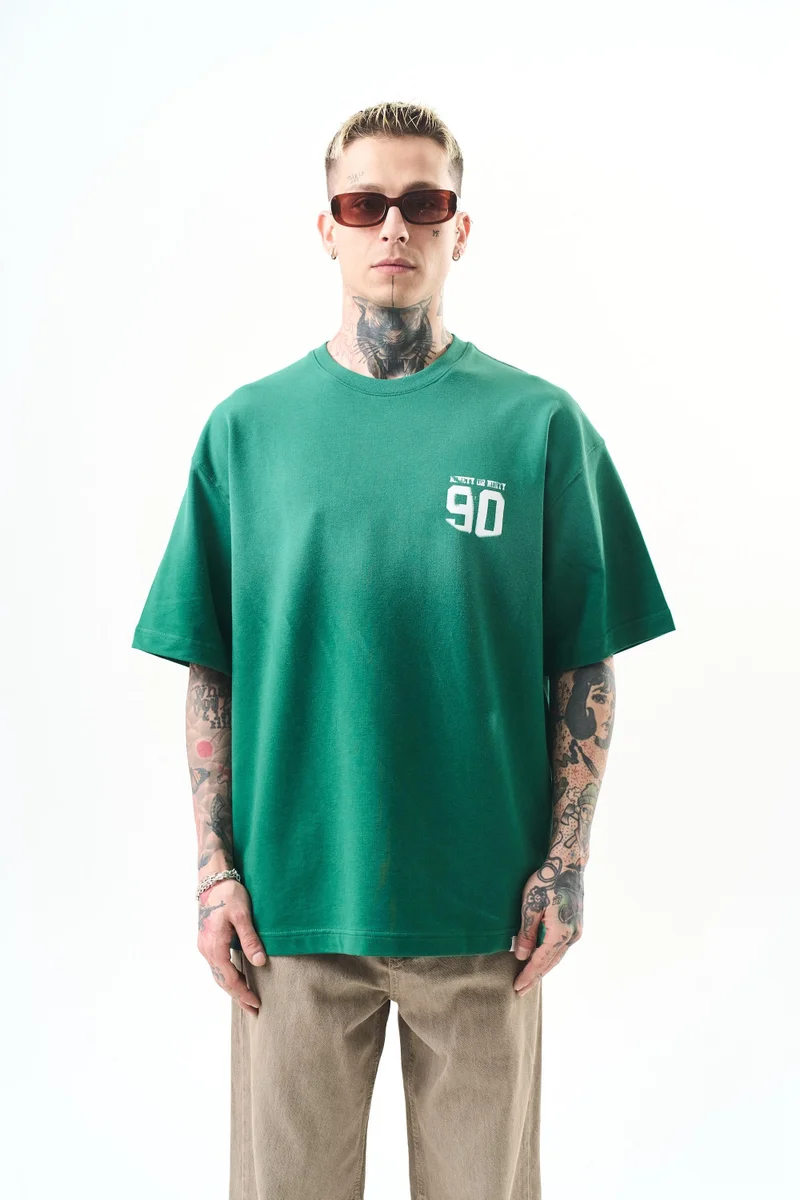 RESPIRE Men's Ninety Print Oversize T-Shirt, Olive Green (Nefti)