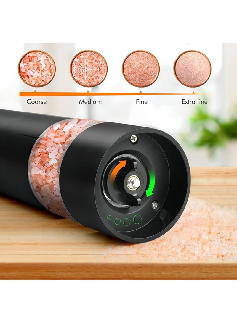 ليون هوم مجموعة مطحنة الملح والفلفل الكهربائية، مطحنة فلفل قابلة لإعادة الشحن مع درجة خشونة قابلة للتعديل - مطحنة توابل أوتوماتيكية تعمل بالبطارية - Image 3