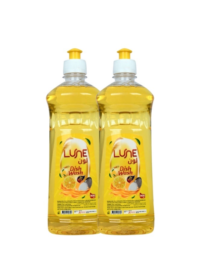 Lune. LUNE Lemon Dish Wash Liquid Combo Pack 500ml x 2 | Powerful Grease Cleaner - Image 1