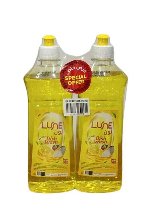 Lune. LUNE Lemon Dish Wash Liquid Combo Pack 500ml x 2 | Powerful Grease Cleaner - Image 3