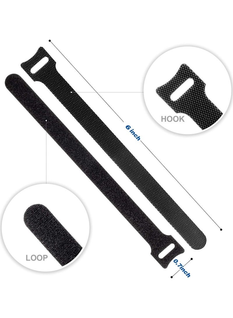 100 قطعة من ربطات الكابلات القابلة لإعادة الاستخدام، ربطة منظم الحبل الأسود القابل للتعديل بطول 6 بوصات للمنزل والمكتب وتشطيب الحزام - Image 2